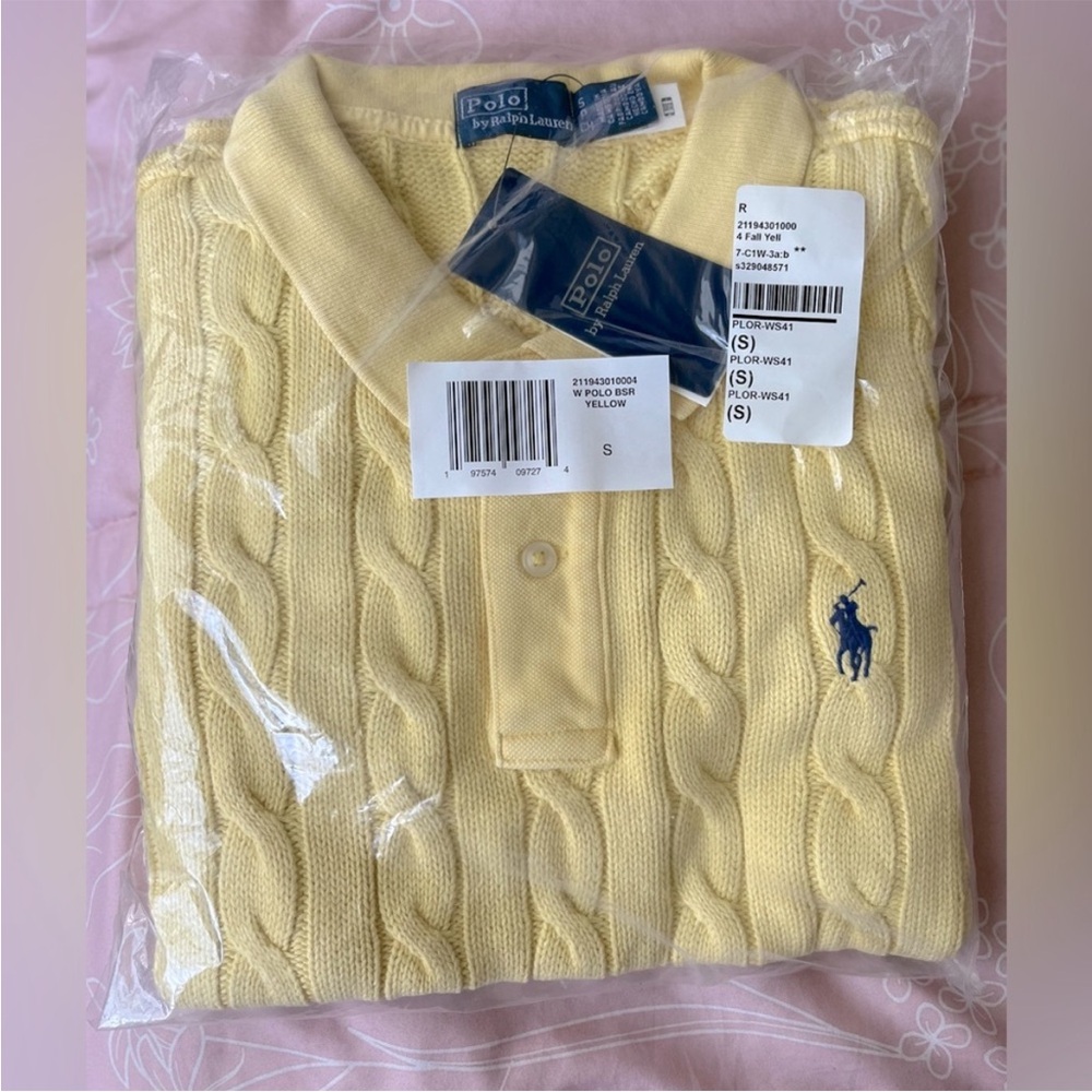 Price firm NWT Polo Ralph Lauren Fall Yellow Cable Knit short sleeve Sweater - Picture 2 of 6